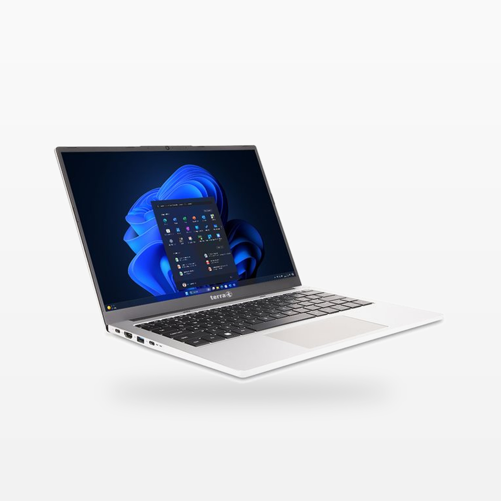 TERRA MOBILE 1410M US – srebrny laptop TERRA widok z boku