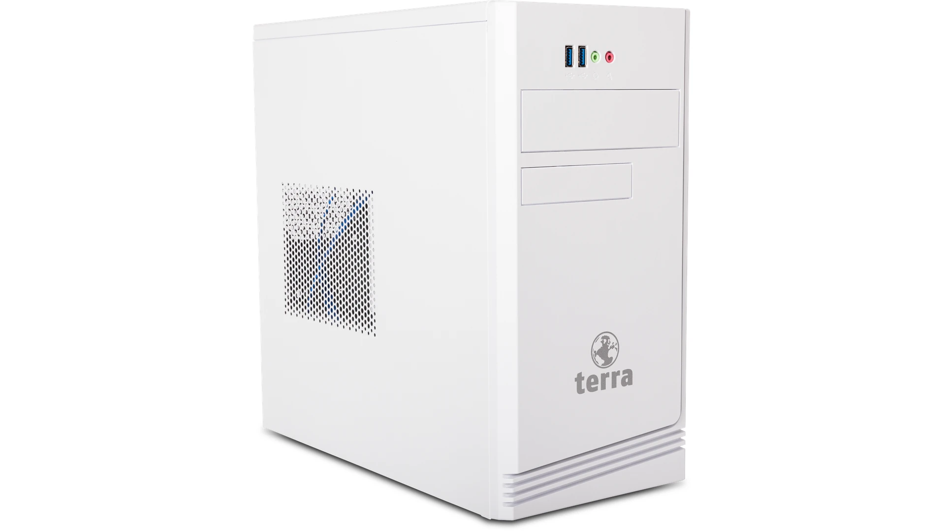 TERRA PC 608 Tower widok z boku — stacja robocza do gabinetu lekarskiego i recepcji