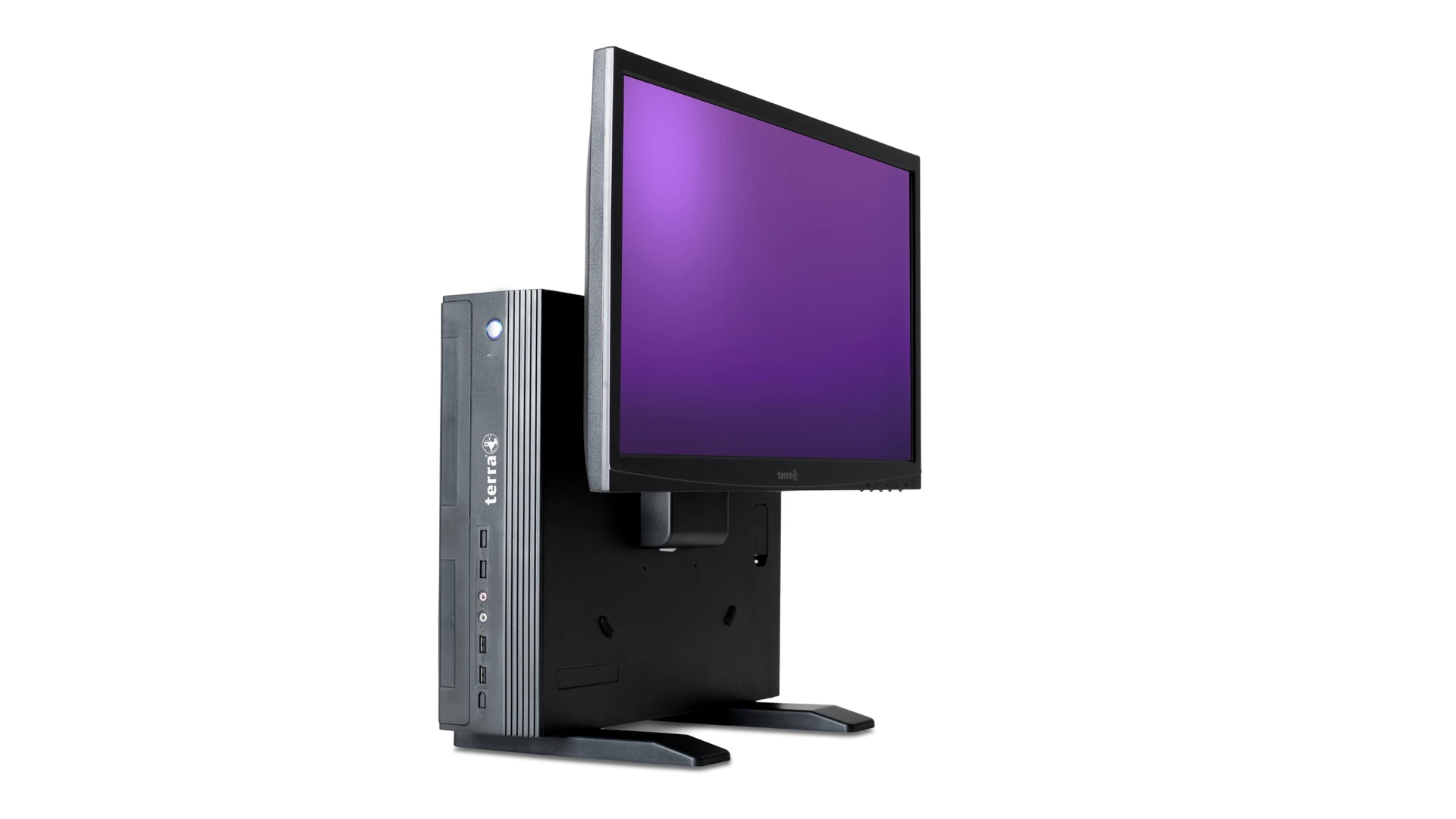 TERRA Slim Desktop H200 z uchwytem monitora — kompaktowy komputer biurkowy do recepcji i gabinetu lekarskiego
